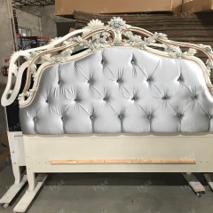 Grey Upholstered Headboard King Frame Handcarved Bed,EKAR FURNITURE CO.,LTD,Grey Upholstered Headboard King Frame Handcarved Bed  - Ekar Furniture,foshan furniture factory,custom Furniture factory,china furniture factory