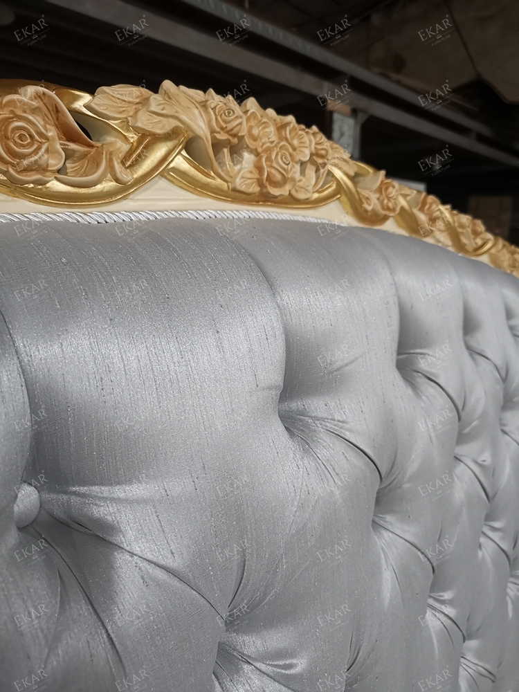 Grey Upholstered Fabric Headboard King Size Bed Frame,EKAR FURNITURE CO.,LTD,Grey Upholstered Fabric Headboard King Size Bed Frame- Ekar Furniture,foshan furniture factory,custom Furniture factory,china furniture factory