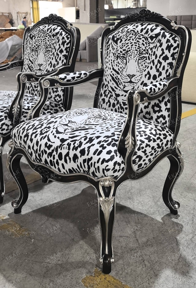 Cheetah Patterned Chairs Black Accent Armchair Set For Sale,EKAR FURNITURE CO.,LTD,Cheetah Patterned Chairs Black Accent Armchair Set For Sale  - Ekar Furniture,foshan furniture factory,custom Furniture factory,china furniture factory