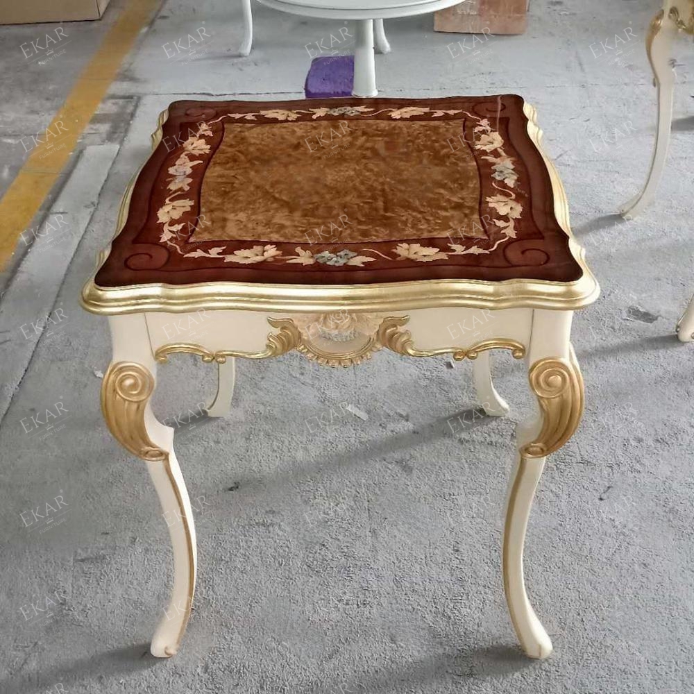 Ivory White High Gloss Veneer Hand Carved End Table,EKAR FURNITURE CO.,LTD,,foshan furniture factory,custom Furniture factory,china furniture factory