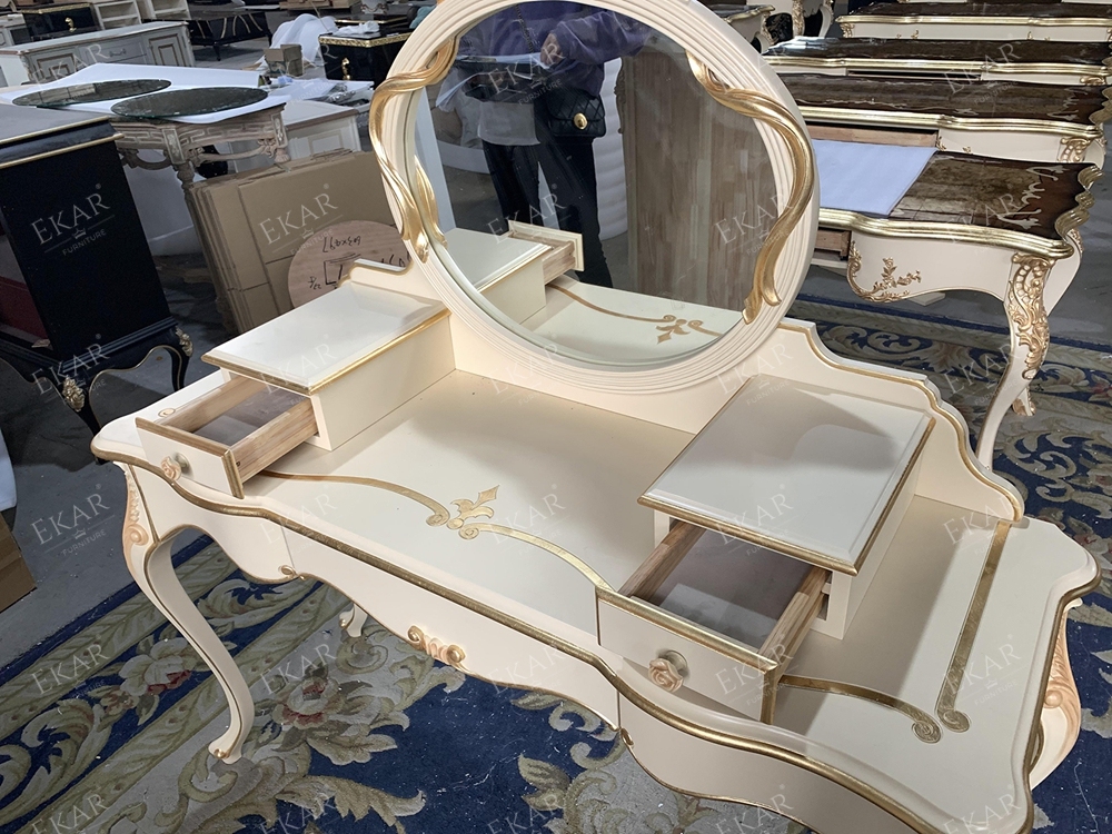 White Wooden Mirrored Vanity Table/Makeup Table/Bedroom Table,EKAR FURNITURE CO.,LTD,,foshan furniture factory,custom Furniture factory,china furniture factory