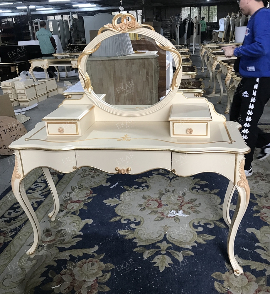White Wooden Mirrored Vanity Table/Makeup Table/Bedroom Table,EKAR FURNITURE CO.,LTD,,foshan furniture factory,custom Furniture factory,china furniture factory