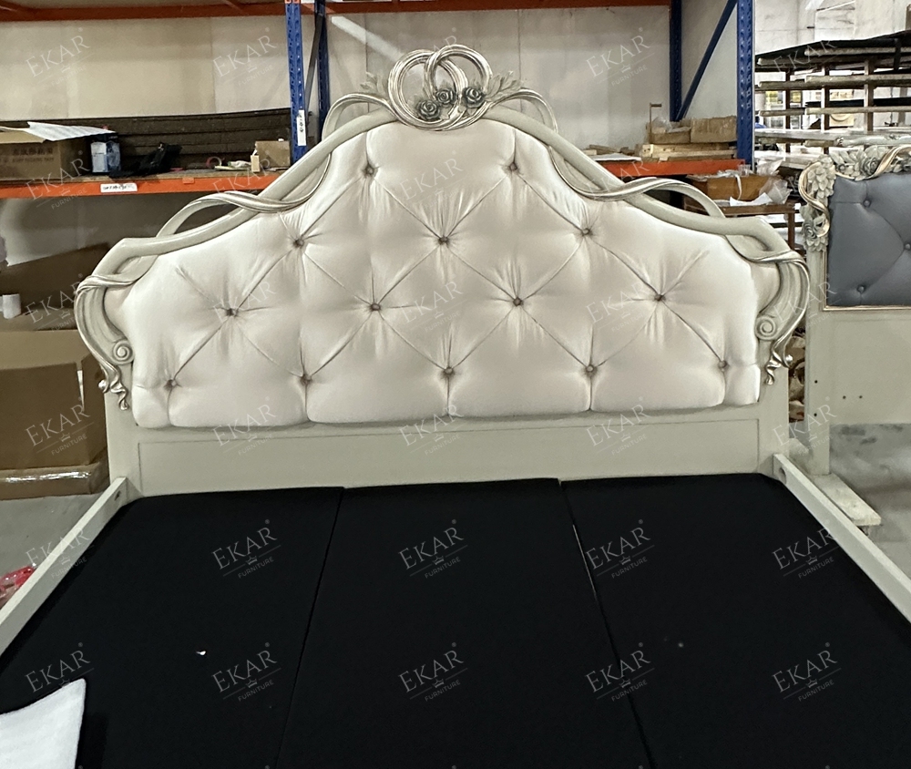 Classic French-Style King-Size Wooden Bed Frame with Intricate Carvings,EKAR FURNITURE CO.,LTD,Classic French-Style King-Size Wooden Bed Frame with Intricate Carvings,foshan furniture factory,custom Furniture factory,china furniture factory