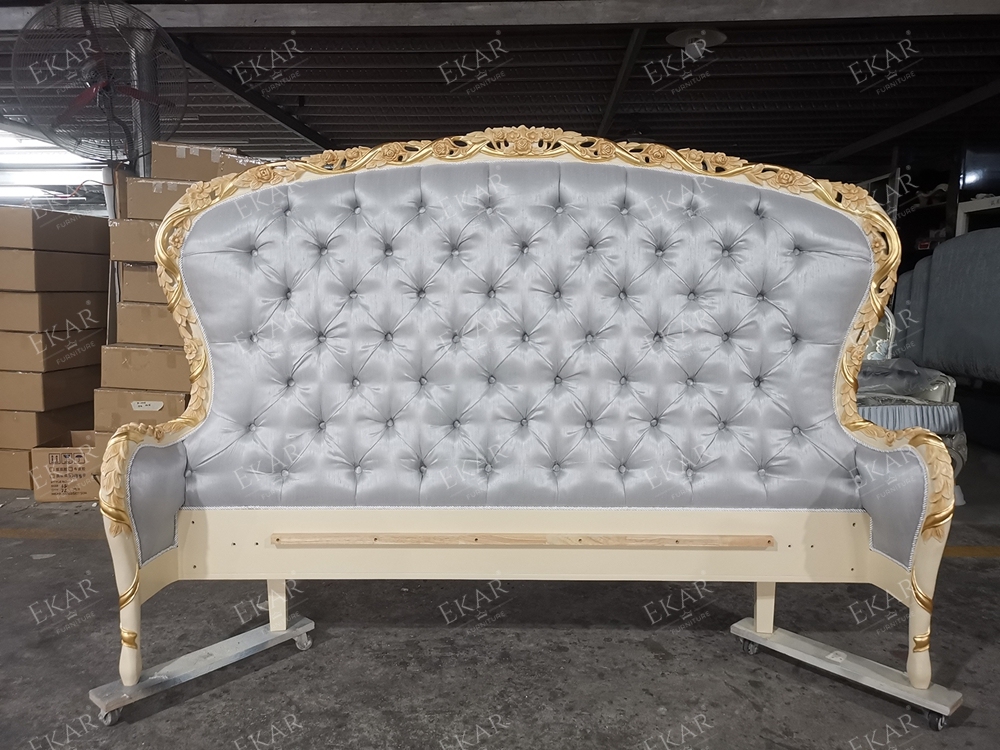 Grey Upholstered Fabric Headboard King Size Bed Frame,EKAR FURNITURE CO.,LTD,Grey Upholstered Fabric Headboard King Size Bed Frame- Ekar Furniture,foshan furniture factory,custom Furniture factory,china furniture factory