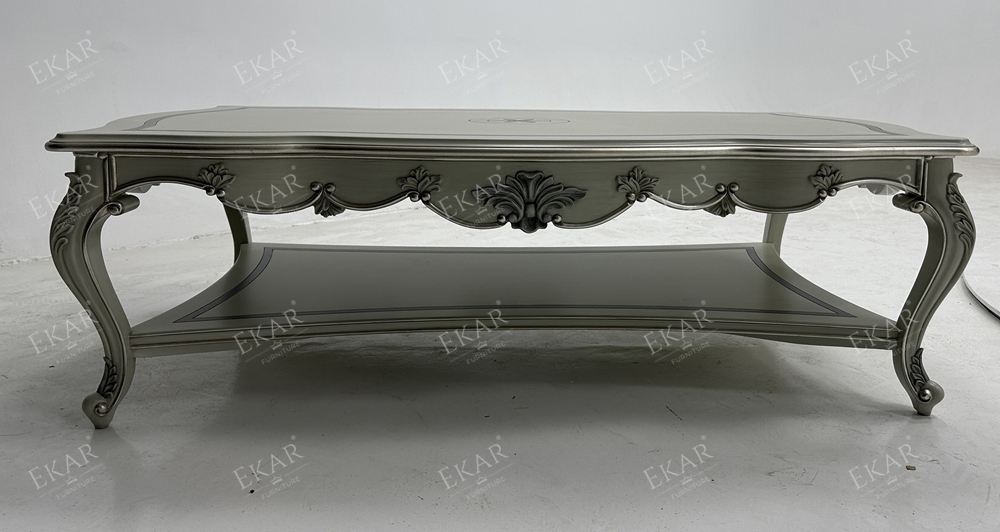 Newly Designed Elegant Wooden Center Table with Marble Top and Carved Flowers,EKAR FURNITURE CO.,LTD,,foshan furniture factory,custom Furniture factory,china furniture factory