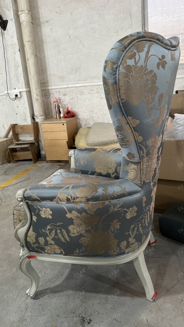 ,MY SHOP,French Style Wooden Lounge Chair with Upholstered Fabric Seat,foshan furniture factory,custom Furniture factory,china furniture factory
