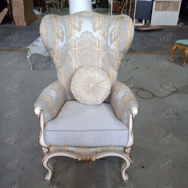 ,MY SHOP,French Style Wooden Lounge Chair with Upholstered Fabric Seat,foshan furniture factory,custom Furniture factory,china furniture factory