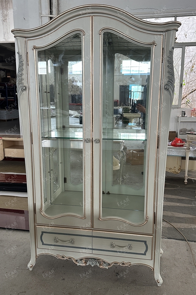 Elegant French-Style Glass Storage Cabinet,EKAR FURNITURE CO.,LTD,Elegant French-Style Glass Storage Cabinet,foshan furniture factory,custom Furniture factory,china furniture factory
