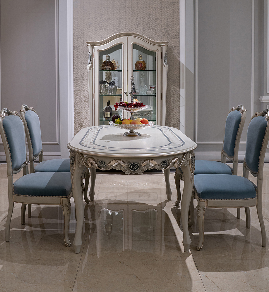 French-Style Solid Wood Dining Table with Carved Details,EKAR FURNITURE CO.,LTD,French-Style Solid Wood Dining Table with Carved Details,foshan furniture factory,custom Furniture factory,china furniture factory