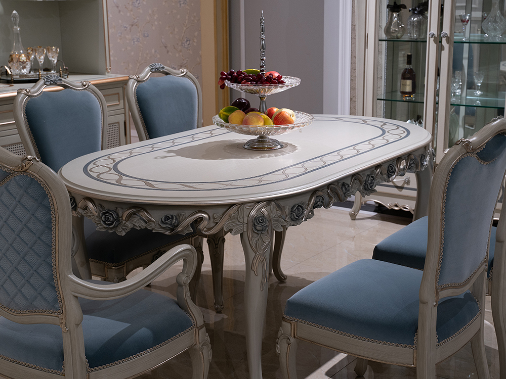 French-Style Solid Wood Dining Table with Carved Details,EKAR FURNITURE CO.,LTD,French-Style Solid Wood Dining Table with Carved Details,foshan furniture factory,custom Furniture factory,china furniture factory