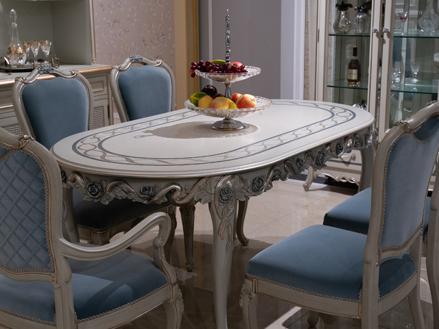 ,MY SHOP,French-Style Solid Wood Dining Table with Carved Details,foshan furniture factory,custom Furniture factory,china furniture factory