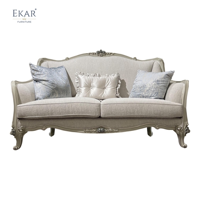 French Classical Sofa: Solid Wood Carving &amp; Fabric Upholstery,EKAR FURNITURE CO.,LTD,,foshan furniture factory,custom Furniture factory,china furniture factory
