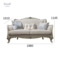 French Classical Sofa: Solid Wood Carving &amp; Fabric Upholstery,EKAR FURNITURE CO.,LTD,,foshan furniture factory,custom Furniture factory,china furniture factory