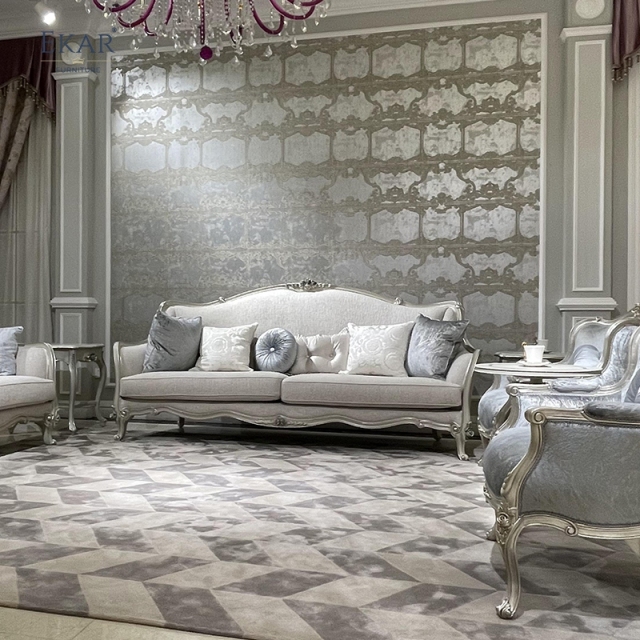 French Classical Sofa: Solid Wood Carving &amp; Fabric Upholstery,EKAR FURNITURE CO.,LTD,,foshan furniture factory,custom Furniture factory,china furniture factory