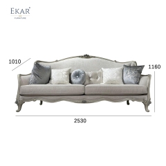 French Classical Sofa: Solid Wood Carving &amp; Fabric Upholstery,EKAR FURNITURE CO.,LTD,,foshan furniture factory,custom Furniture factory,china furniture factory