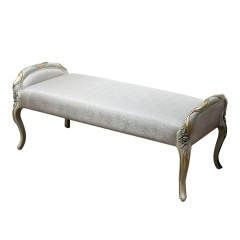 ,MY SHOP,French Style Upholstered Bed Bench with Carved Wooden Frame,foshan furniture factory,custom Furniture factory,china furniture factory