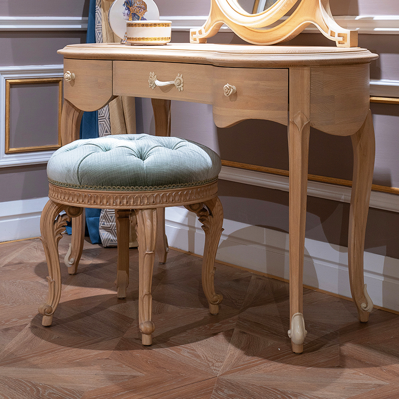 Wooden Carved Makeup Dresser Wooden Ottoman Dressing Stool,EKAR FURNITURE CO.,LTD,Wooden Carved Makeup Dresser Wooden Ottoman Dressing Stool,foshan furniture factory,custom Furniture factory,china furniture factory