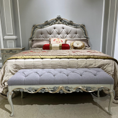 Grey Upholstered Headboard King Frame Handcarved Bed,EKAR FURNITURE CO.,LTD,Grey Upholstered Headboard King Frame Handcarved Bed  - Ekar Furniture,foshan furniture factory,custom Furniture factory,china furniture factory