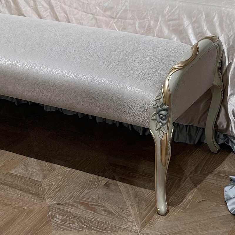 French Style Upholstered Bed Bench with Carved Wooden Frame,EKAR FURNITURE CO.,LTD,French Style Upholstered Bed Bench with Carved Wooden Frame,foshan furniture factory,custom Furniture factory,china furniture factory