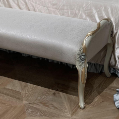 ,MY SHOP,French Style Upholstered Bed Bench with Carved Wooden Frame,foshan furniture factory,custom Furniture factory,china furniture factory