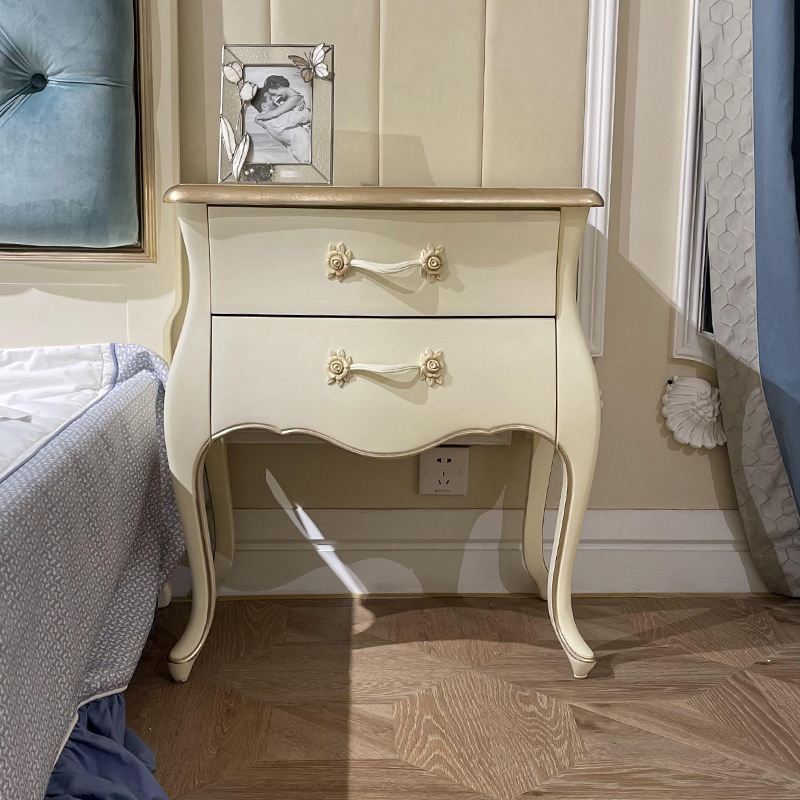 Exquisite Antique Simple Ivory White Nightstand,EKAR FURNITURE CO.,LTD,Exquisite Antique Simple Ivory White Nightstand,foshan furniture factory,custom Furniture factory,china furniture factory