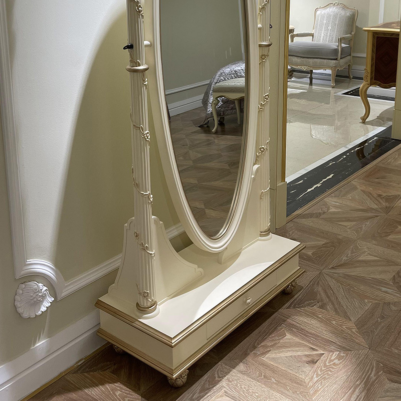 French Style Bedroom Dressing Mirror with Carved Wood Frame and Swivel Design,EKAR FURNITURE CO.,LTD,French Style Bedroom Dressing Mirror with Carved Wood Frame and Swivel Design,foshan furniture factory,custom Furniture factory,china furniture factory