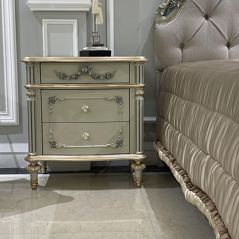 Antique Italian Nightstand with Carved Flower Pattern,EKAR FURNITURE CO.,LTD,Antique Italian Nightstand with Carved Flower Pattern,foshan furniture factory,custom Furniture factory,china furniture factory