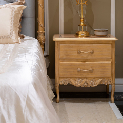 ,MY SHOP,French-Style Wooden Nightstand with Carved Details and Storage,foshan furniture factory,custom Furniture factory,china furniture factory