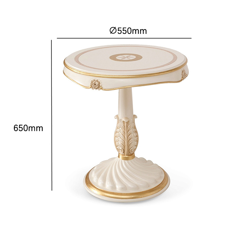 Athenian Style White and Golden Round Wooden Side Table,EKAR FURNITURE CO.,LTD,Athenian Style White and Golden Round Wooden Side Table,foshan furniture factory,custom Furniture factory,china furniture factory