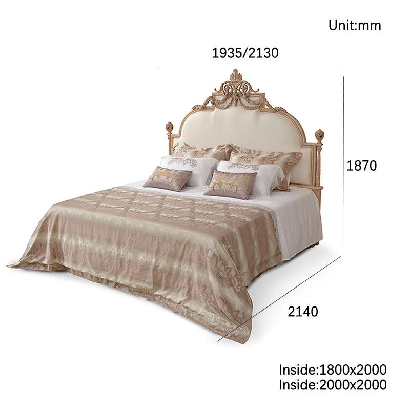 French Luxury Style Off-white and Golden Queen Bed,EKAR FURNITURE CO.,LTD,,foshan furniture factory,custom Furniture factory,china furniture factory