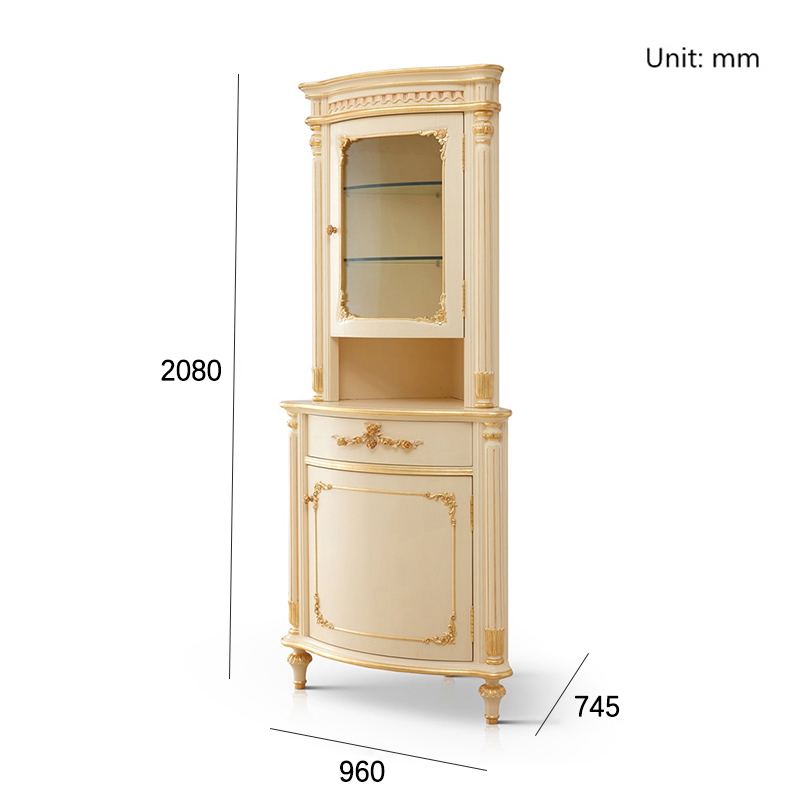 Elegant Ivory White Corner Curio Cabinet/Storage Cupboard,EKAR FURNITURE CO.,LTD,Elegant Ivory White Corner Curio Cabinet/Storage Cupboard,foshan furniture factory,custom Furniture factory,china furniture factory