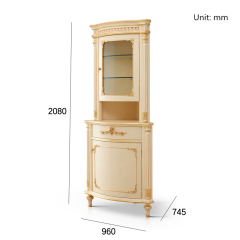 ,MY SHOP,Elegant Ivory White Corner Curio Cabinet/Storage Cupboard,foshan furniture factory,custom Furniture factory,china furniture factory