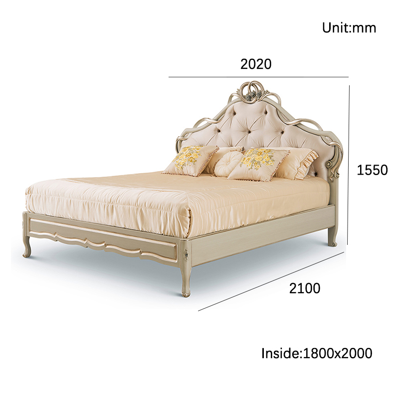Classic French-Style King-Size Wooden Bed Frame with Intricate Carvings,EKAR FURNITURE CO.,LTD,Classic French-Style King-Size Wooden Bed Frame with Intricate Carvings,foshan furniture factory,custom Furniture factory,china furniture factory