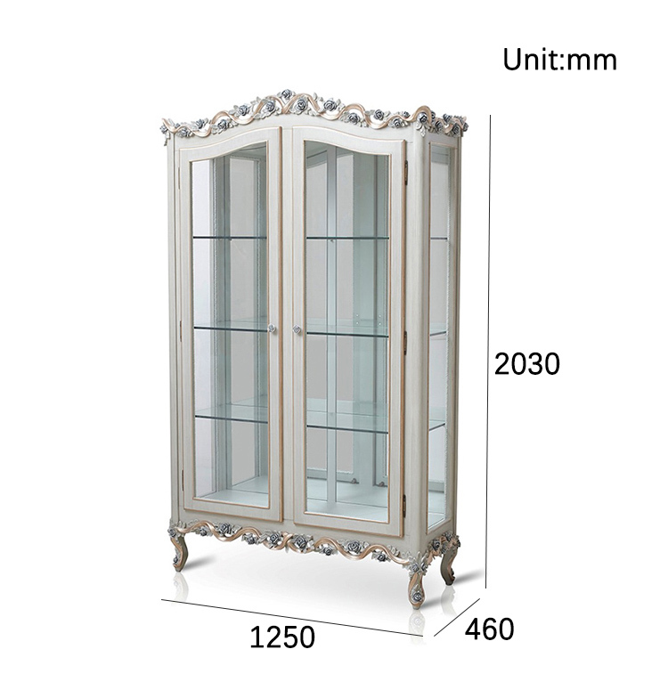 Grey Double Door Carved Wooden and Glass Floral Cabinet/BarCabinet/Storage Cabinet,EKAR FURNITURE CO.,LTD,,foshan furniture factory,custom Furniture factory,china furniture factory