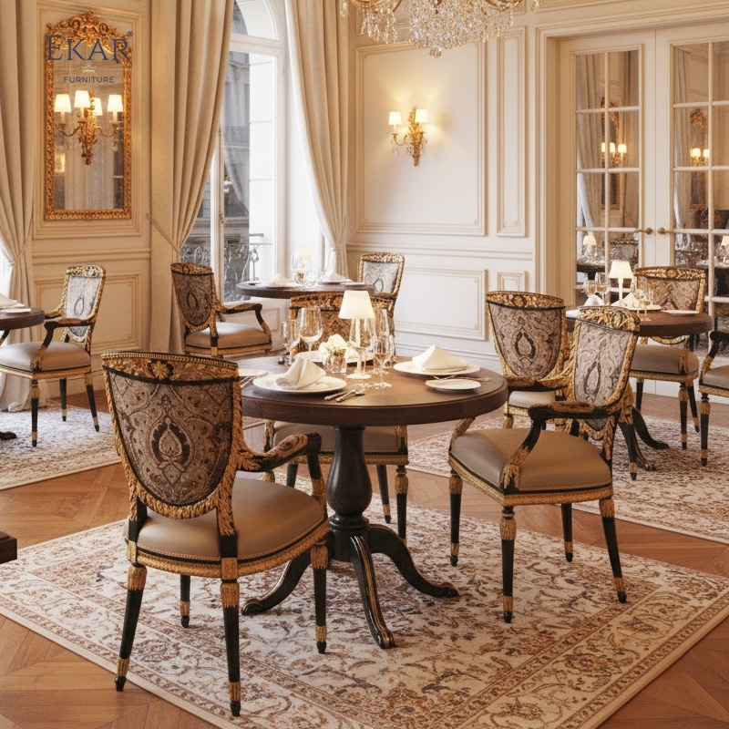 French Classical Dining Chair with Solid Wood and Upholstered Fabric for Dining Rooms,EKAR FURNITURE CO.,LTD,French Classical Dining Chair with Solid Wood and Upholstered Fabric for Dining Rooms,foshan furniture factory,custom Furniture factory,china furniture factory