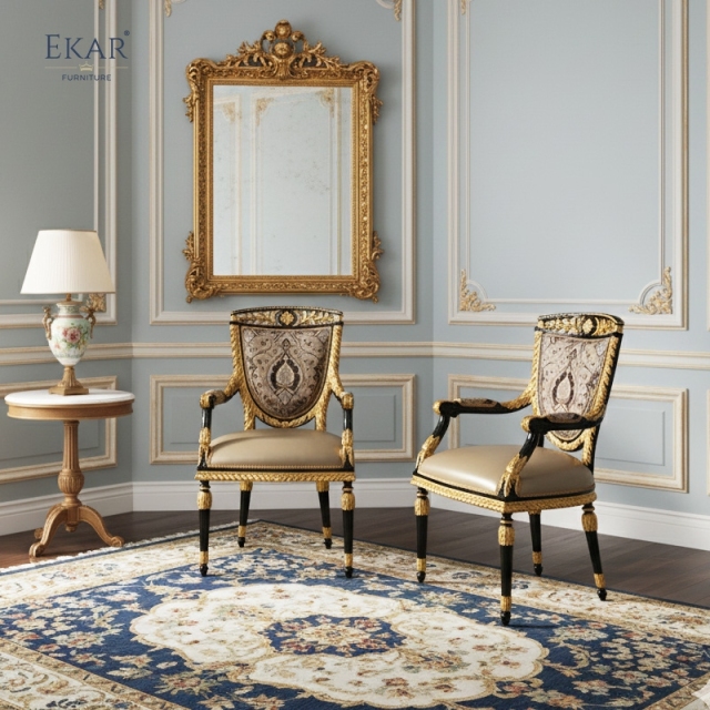 French Classical Dining Chair with Solid Wood and Upholstered Fabric for Dining Rooms,EKAR FURNITURE CO.,LTD,French Classical Dining Chair with Solid Wood and Upholstered Fabric for Dining Rooms,foshan furniture factory,custom Furniture factory,china furniture factory
