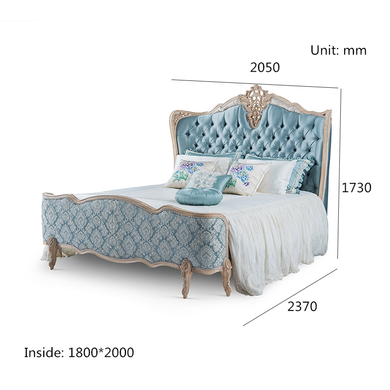 Soild Wood Carved Luxury Upholstered King Size Bed,EKAR FURNITURE CO.,LTD,Soild Wood Carved Luxury Upholstered King Size Bed - Ekar Furniture,foshan furniture factory,custom Furniture factory,china furniture factory
