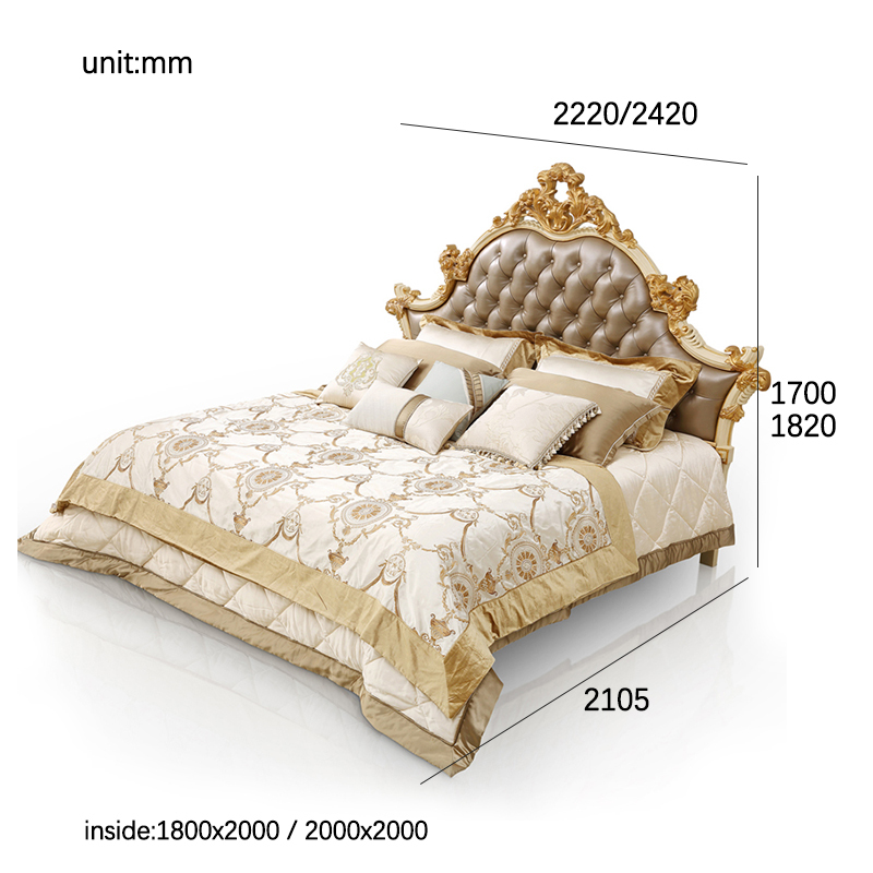 Luxury Brown Carved Leather Headboards Bed,EKAR FURNITURE CO.,LTD,Luxury Brown Carved Leather Headboards Bed  - Ekar Furniture,foshan furniture factory,custom Furniture factory,china furniture factory