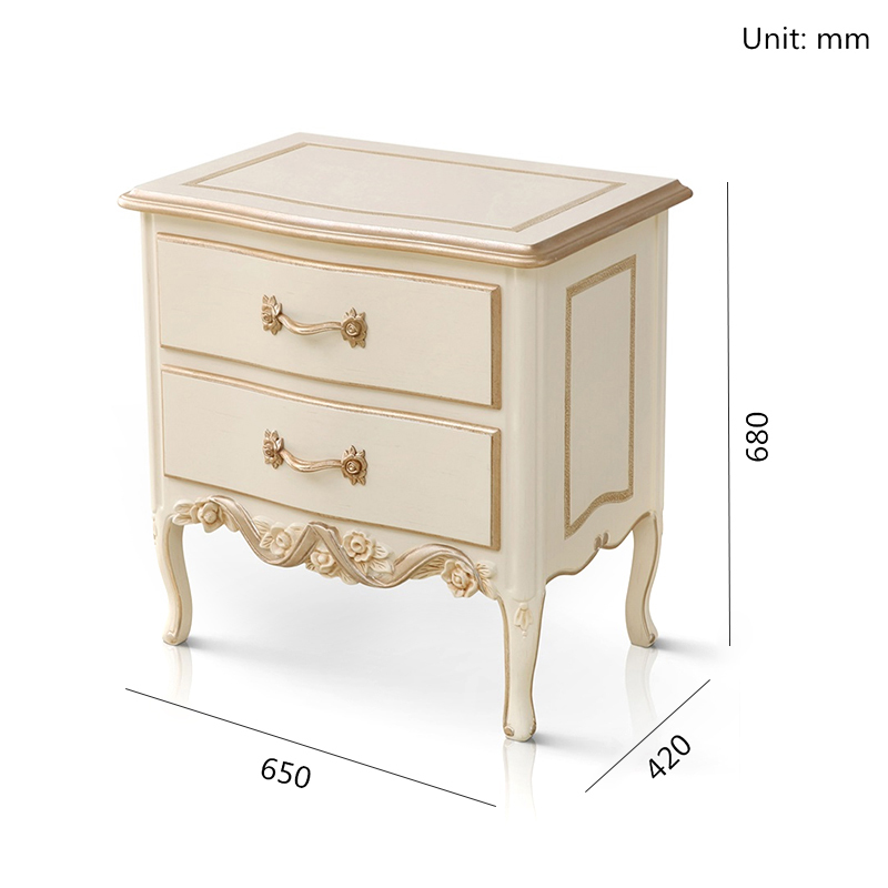 French-Style Wooden Nightstand with Carved Details and Storage,EKAR FURNITURE CO.,LTD,French-Style Wooden Nightstand with Carved Details and Storage,foshan furniture factory,custom Furniture factory,china furniture factory