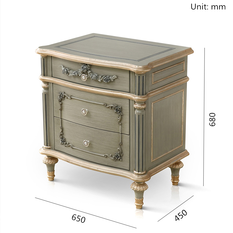 Antique Italian Nightstand with Carved Flower Pattern,EKAR FURNITURE CO.,LTD,Antique Italian Nightstand with Carved Flower Pattern,foshan furniture factory,custom Furniture factory,china furniture factory