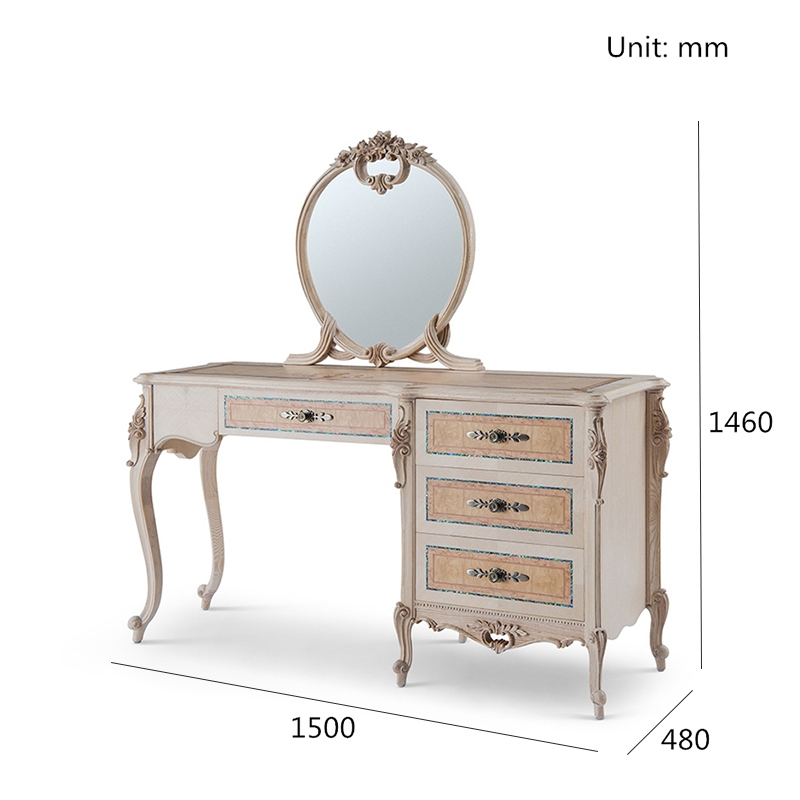 Ash Wood 4 Drawer Carving Vintage Dressing Table Mirror,EKAR FURNITURE CO.,LTD,Ash Wood 4 Drawer Carving Vintage Dressing Table Mirror - Ekar Furniture,foshan furniture factory,custom Furniture factory,china furniture factory