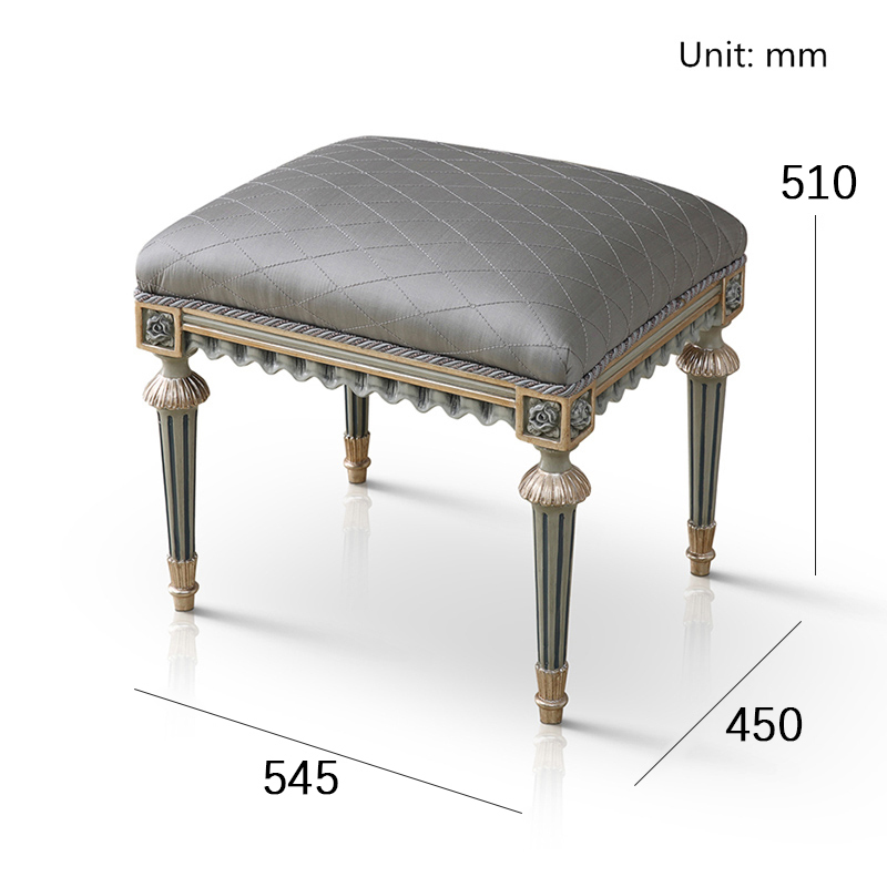 French Luxury Style Grey Fabric Vanity Stool,EKAR FURNITURE CO.,LTD,French Luxury Style Grey Fabric Vanity Stool,foshan furniture factory,custom Furniture factory,china furniture factory