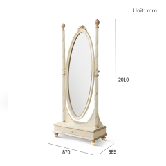,MY SHOP,French Style Bedroom Dressing Mirror with Carved Wood Frame and Swivel Design,foshan furniture factory,custom Furniture factory,china furniture factory