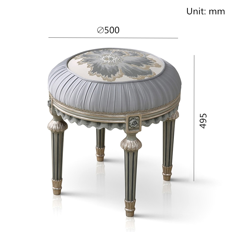 French-Style Wooden Dressing Stool with Upholstered Seat for Bedrooms,EKAR FURNITURE CO.,LTD,French-Style Wooden Dressing Stool with Upholstered Seat for Bedrooms,foshan furniture factory,custom Furniture factory,china furniture factory