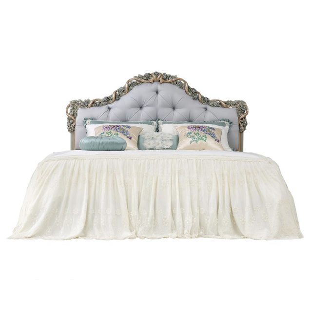 ,MY SHOP,Elegant Rose Hand-Carved Fabric Upholstered Headboard Bed - Ekar Furniture,foshan furniture factory,custom Furniture factory,china furniture factory
