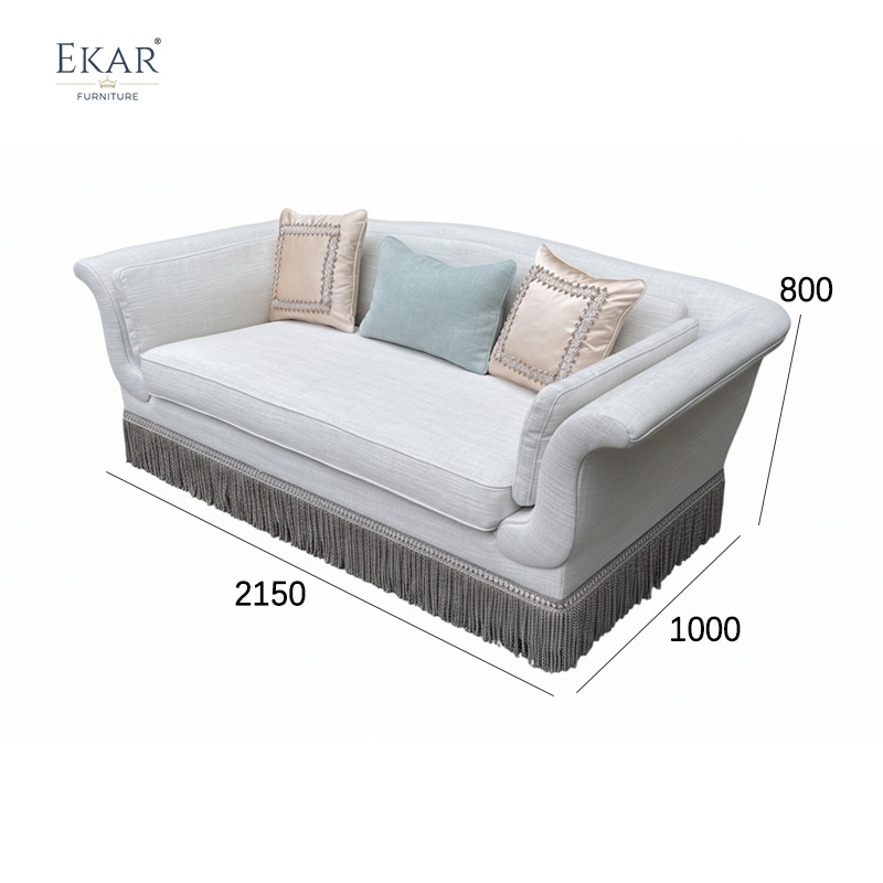 Luxury Classic Style Fabric Sofa with Fringe Detailing for Living Room,EKAR FURNITURE CO.,LTD,Luxury Classic Style Fabric Sofa with Fringe Detailing for Living Room,foshan furniture factory,custom Furniture factory,china furniture factory