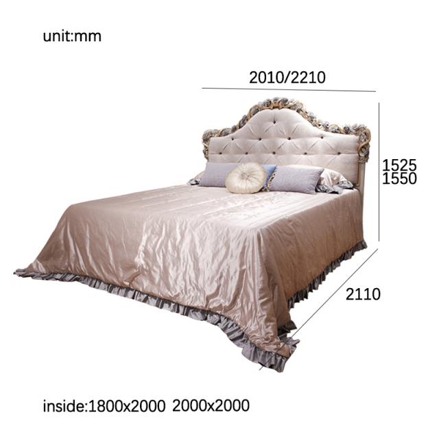 ,MY SHOP,Elegant Rose Hand-Carved Fabric Upholstered Headboard Bed - Ekar Furniture,foshan furniture factory,custom Furniture factory,china furniture factory