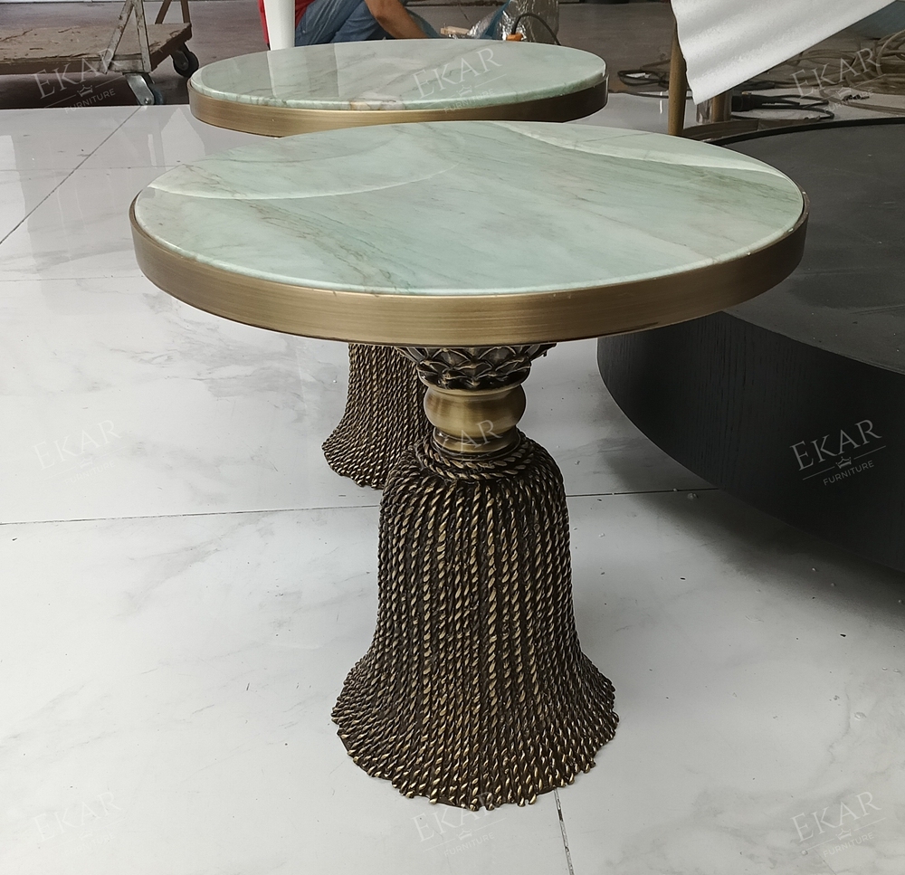 Regalia Marble Accent Table - Luxury Brass Tassel Side Table with Green Marble Top,EKAR FURNITURE CO.,LTD,Regalia Marble Accent Table - Luxury Brass Tassel Side Table with Green Marble Top,foshan furniture factory,custom Furniture factory,china furniture factory