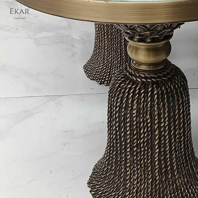 Regalia Marble Accent Table - Luxury Brass Tassel Side Table with Green Marble Top,EKAR FURNITURE CO.,LTD,Regalia Marble Accent Table - Luxury Brass Tassel Side Table with Green Marble Top,foshan furniture factory,custom Furniture factory,china furniture factory