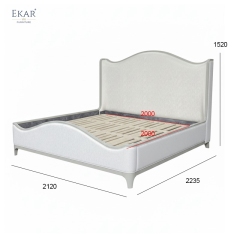 EKAR Serene Luxe Custom Solid Wood Bed | Upholstered Headboard for Luxury Bedrooms EK-LSDZBED-007,MY SHOP,EKAR Serene Luxe Custom Solid Wood Bed | Upholstered Headboard for Luxury Bedrooms EK-LSDZBED-007,foshan furniture factory,custom Furniture factory,china furniture factory